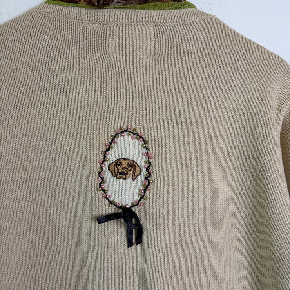 Storybook Knits dog lover my best friend vintage Cardigan Cottagecore sweater - Picture 9 of 10